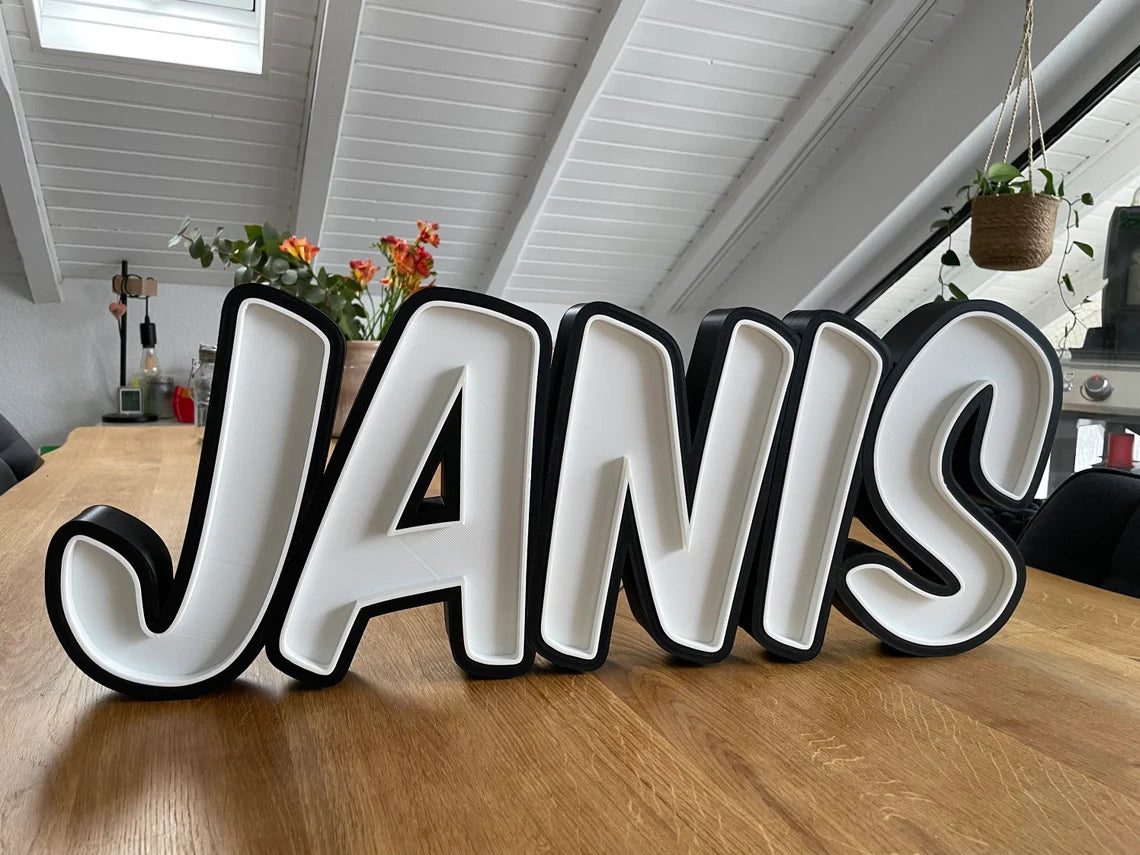 individuelle Namenslampe mit RGB Led Beleuchtung und Farbauswahl