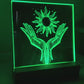 LED Holzsockel mit personalisierter Spiegelfliese
