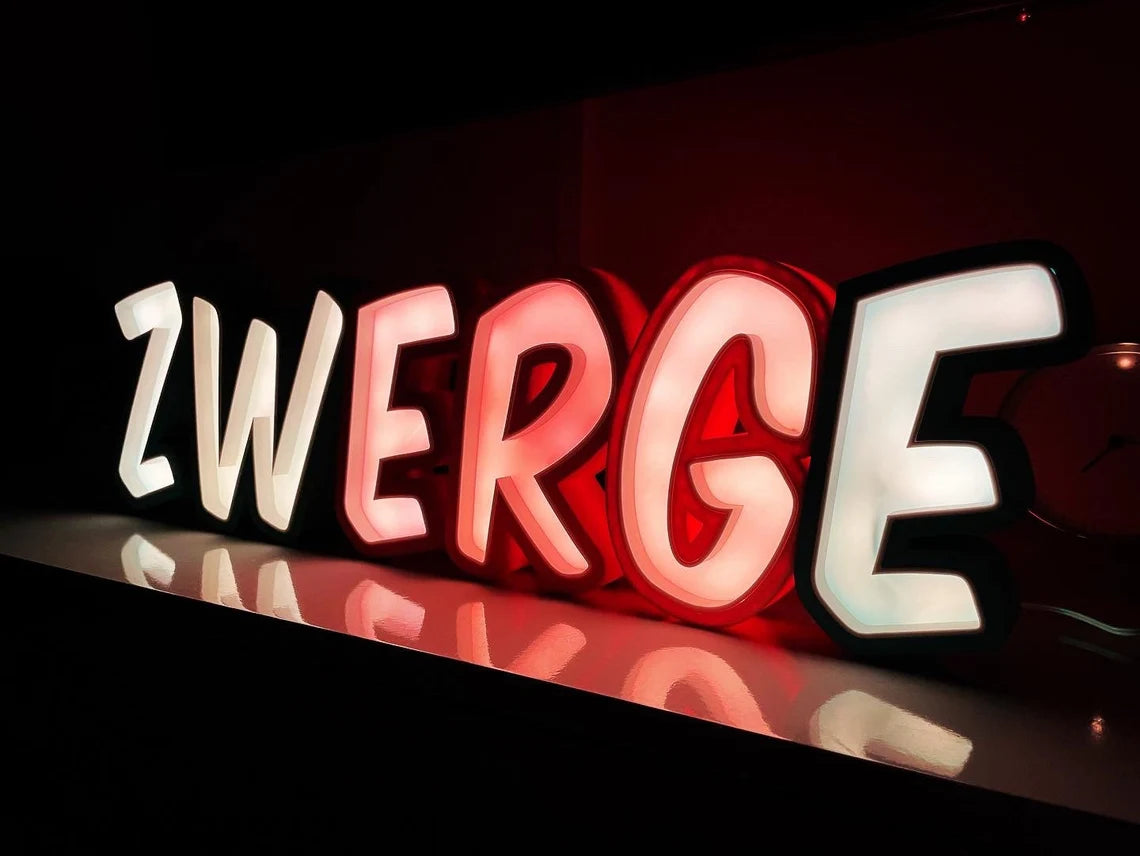 individuelle Namenslampe mit RGB Led Beleuchtung und Farbauswahl
